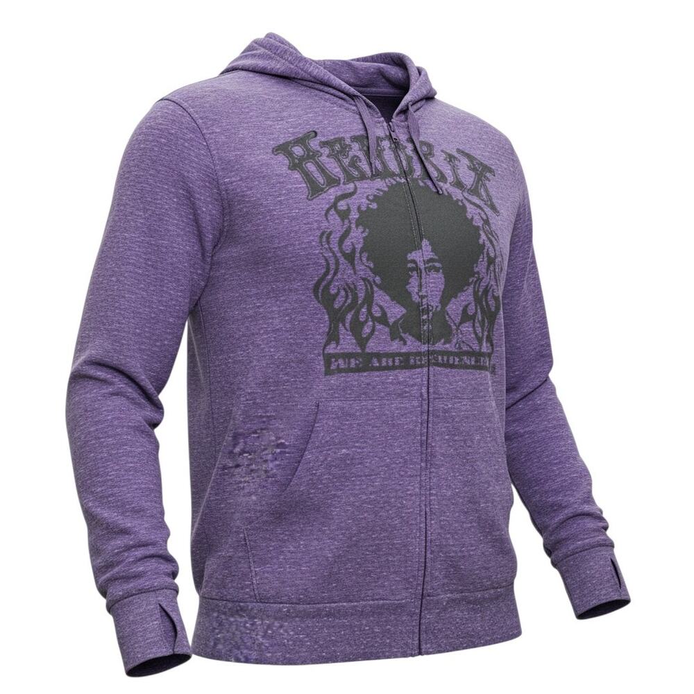 Jimi Hendrix Zip Hoodie Purple Graphic Sweatshirt Adult Large Rock Band